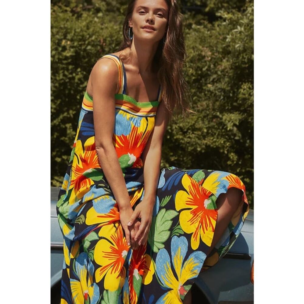 Anthropologie Maeve Nikoleta Tropical Square Neck All Over Floral Dress XS